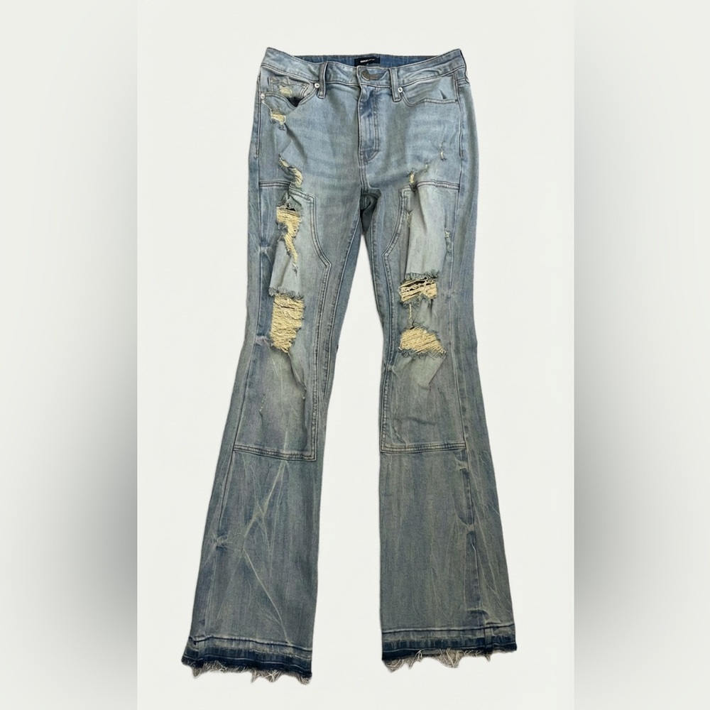 Fashion Nova Men | Distressed Patchwork Skinny Flare Jeans